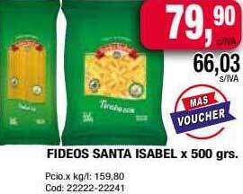 Maxiconsumo Fideos santa isabel oferta