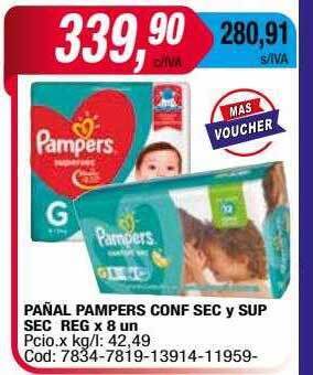 Maxiconsumo Pañal pampers conf sec y sup sec reg oferta