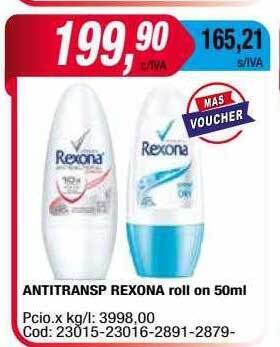 Maxiconsumo Antitransp rexona roll on oferta