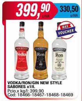 Maxiconsumo Vodka ron gin new style sabores oferta