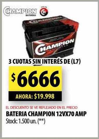 Punto Mayorista Bateria champion 12vx70 amp oferta