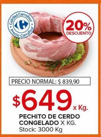 Carrefour Maxi Pechito de cerdo congelado x kg oferta