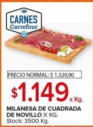 Carrefour Maxi Milanesa de cuadrada de novillo x kg oferta