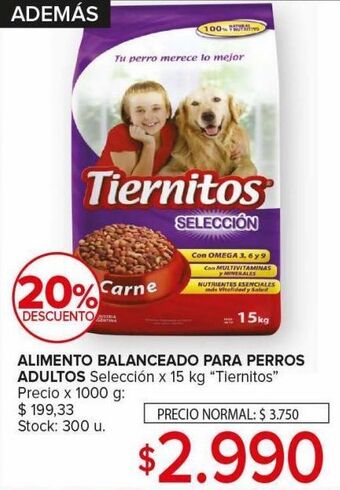 Carrefour Maxi Alimento balanceado para perros adultos tiernitos x 15kg oferta
