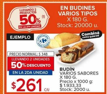 Carrefour Maxi Budín varios sabores x 180g oferta