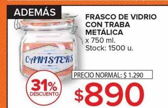 Carrefour Maxi Frasco de vidrio con traba metalica x 750ml oferta
