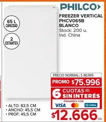 Carrefour Maxi Freezer vertical philco phcv065b blanco 65l oferta