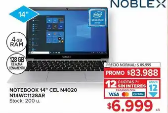 Carrefour Maxi Notebook noblex 14" cel n4020 n14wc1128ar oferta