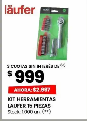 Changomas Kt herramientas laufer 15 pizas oferta