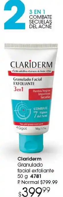 Clariderm Granulado Facial Exfoliante 3 en 1