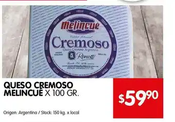 Disco Queso Cremoso Melincué x 100gr oferta