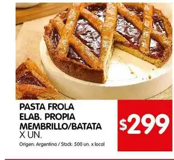 Disco Pasta Frola Elab. Propia Membrillo-Batata x un oferta