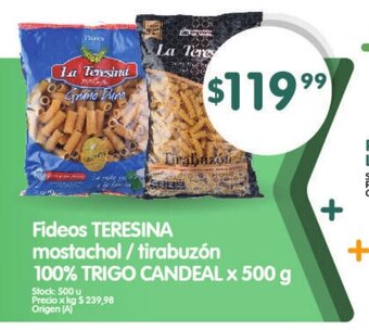 Supermercados Buenos Días Fideos Teresina Mostachol / Tirabuzón 100% Trigo Candeal x 500g oferta