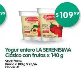 Supermercados Buenos Días Yogur Entero La Serenisima Clásico Con Frutas x 140g oferta