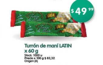 Supermercados Buenos Días Turrón De Maní Latin x 60g oferta