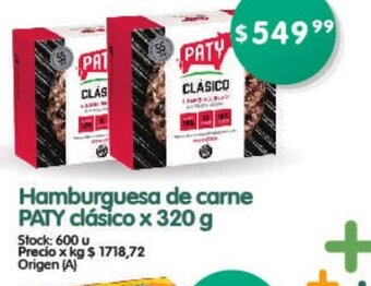 Supermercados Buenos Días Hamburguesa de Carne Paty Clásico x 320g oferta