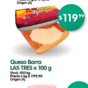 Supermercados Buenos Días Queso Barra Las Tres x 100g oferta