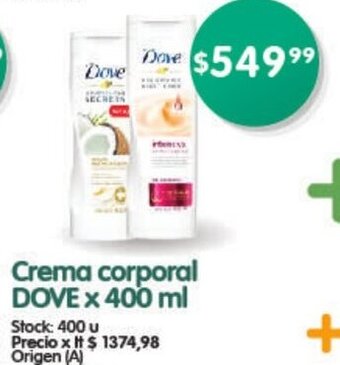 Supermercados Buenos Días Crema Corporal Dove x 400ml oferta