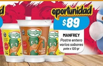 Almacor Manfrey Postre Entero Varios Sabores Pote x 120gr oferta
