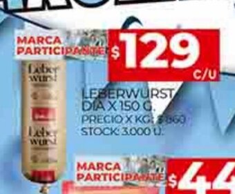 Supermercados DIA Leberwurst Dia x 150g oferta