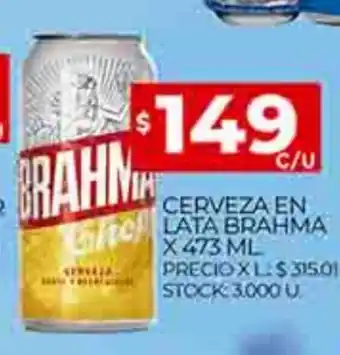 Supermercados DIA Cerveza En Lata Brahma X 473 ML oferta