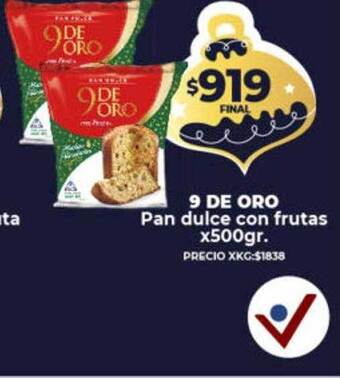 Supermayorista Vital 9 de oro pan dulce con frutas oferta
