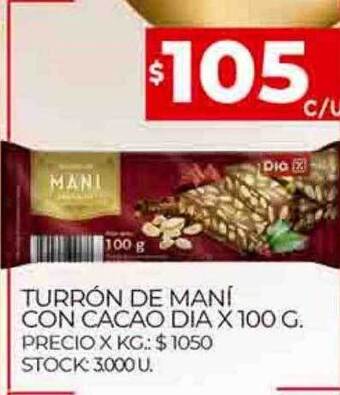 Supermercados DIA Turrón de maní con cacao dia oferta