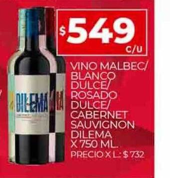 Supermercados DIA Vino malbec blanco dulce rosado dulce cabernet sauvignon dilema oferta