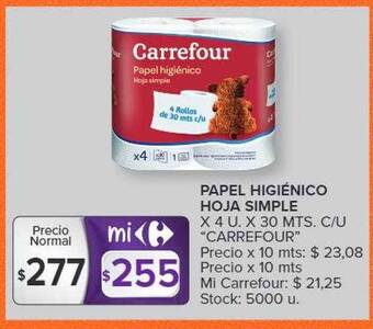 Carrefour Market Papel higiénico hoja simple oferta