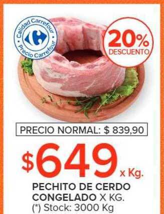 Carrefour Market Pechito de cerdo congelado 20% descuento oferta