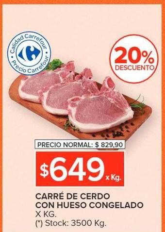 Carrefour Market Carré de cerdo con hueso congelado 20% descuento oferta