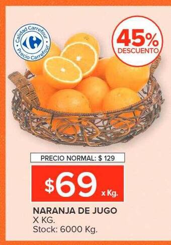Carrefour Market Naranja de jugo 45% descuento oferta