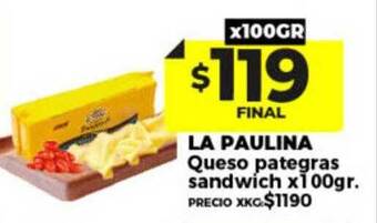 Supermayorista Vital La paulina queso pategras sandwich oferta