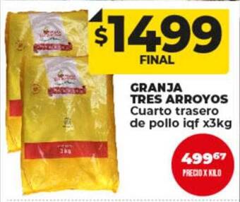 Supermayorista Vital Granja tres arroyos cuarto trasero de pollo iqf oferta