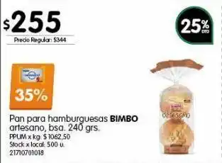 Jumbo Pan de hamburguesa bimbo artesano 240g oferta