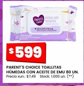 Changomas Parent´s choice toallitas húmedas con aceite de emu 80 un. oferta