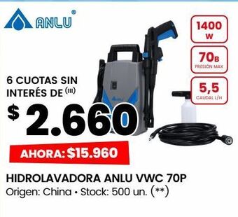 Changomas Hidrolavadora anlu vcw 70p oferta