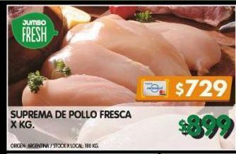 Jumbo Suprema de pollo fresca x kg oferta