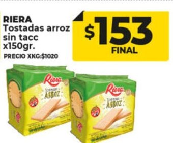 Supermayorista Vital Riera Tostadas arroz sin tacc oferta