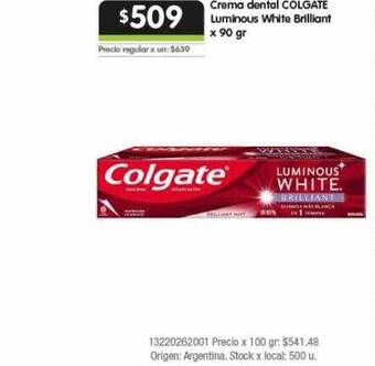 Jumbo Crema dental colgate luminous white brilliant oferta