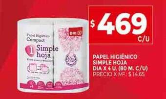 Supermercados DIA Papel higiénico simple hoja dia oferta