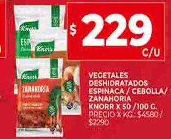 Supermercados DIA Vegetales deshidratados espinaca cebolla zanahoria knorr oferta