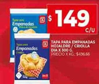 Supermercados DIA Tapa para empanadas hojaldre criolla dia oferta
