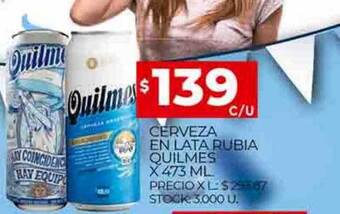 Supermercados DIA Cerveza en lata rubia quilmes oferta