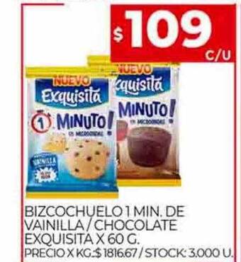Supermercados DIA Bizcochuelo 1 min de vainilla chocolate exquisita oferta