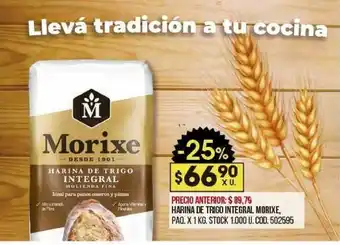 Coto Harina De Trigo Integral Morixe x 1kg oferta