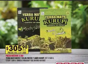 Coto Yerba Mate Menta Y Boldo-Menta Y Limón Kurupí oferta