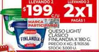 Supermercados DIA Queso Light/ Clasico Finlandia x 180 g oferta