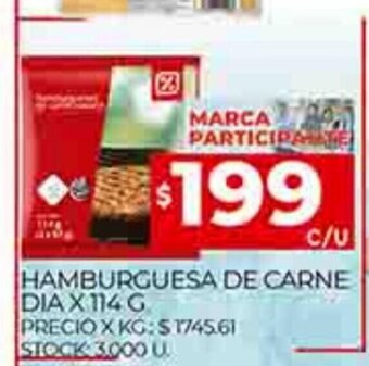 Supermercados DIA Hamburguesa de Carne Dia x 114 g. oferta
