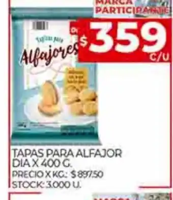 Supermercados DIA Tapas Para Alfajor Dia x 400 g oferta